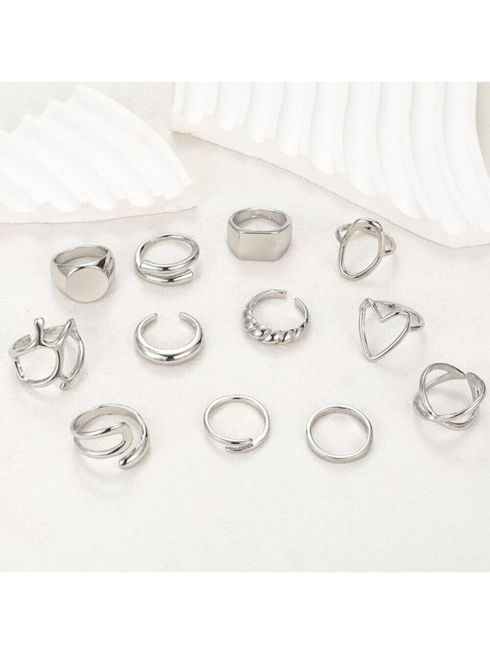 ❤️Women Sliver Rings Set Open Stacking Knuckle Ring, Signet Rings for Gift - Picture 8 of 8